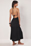 Siyah Örme Cut Out Detaylı Maxi Plaj Elbise TBESS25EL00123 - 4