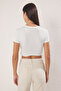 Ecru Pepper Embroidered Viscose/Soft Fabric Crop Crew Neck Stretchy Knitted Blouse Twoss23Bz00198 - 4