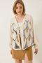 Women's Beige Linen Sequin Embroidered Kimono with Tie Detail Mh-6098 60283206 - 3