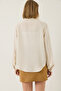 Women's Beige Linen Sequin Embroidered Kimono with Tie Detail Mh-6098 60283206 - 7