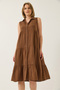Women's Bitter Brown Shirt Collar Buttoned Muslin Loose Muslin Dress 70320 60283221 - 4