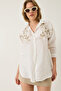 Women's White Sequin Embroidered Regular Fit Aerobin Shirt 60283213 - 3