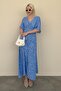 Blue Floral Print Half Sleeve Dress Mg2390 - 4