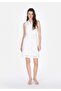 Regular Fit Jacquard Women's White Sleeveless Dress
