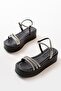 861-1100 Black Daily Silver Stone Wedge Women's Sandals - 2