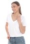 Viscose Draped V-Neck 2'Li T-Shirt-Black-White - 4