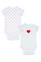 100% Cotton Heart Printed 2-Piece Baby Girl Bodysuit - White