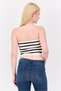 Women Sweetheart Neckline Strapless Stripe Tube Top, Off White/Black - 2
