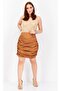 Women Solid Mini Skirt, Brown - 4