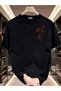 Men's Casual 100% Cotton Short Sleeve T-Shirt, Stylish Red Rose Flower Printed - 3