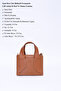 Tan SHK60 Faux Leather Single Compartment Double Handle Hand and Cross Shoulder Bag L:14 W:21 W:8 cm - 3