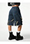 Stars Patch Detailed Denim Pants Women's Shorts - 4