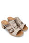 Women's Genuine Leather Beige Heeled Slippers - 2