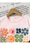 Children's Floral Printed Bottom-Top Set Cotton Shorts T-Shirt Set - 3