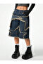 Stars Patch Detailed Denim Pants Women's Shorts - 3