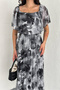 Women's Patterned Summer Midi Length Chiffon Dress Nbk018 - 5