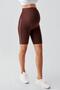 Ribbed Above Knee Biker Stretchy Adjustable Waist Maternity Leggings - 3