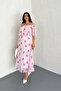 Women Madonna Collar Print Chiffon Dress Nbk017 - 4