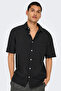 Men's Onscaiden Short Sleeve Single Pocket Linen Shirt 22031805   Black - 2