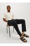 12248606   Relaxed Fit Elastic Waist Linen Jogger Men's Trousers Black - 2