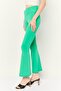 Women Regular Fit Solid Flare Pants, Green - 3