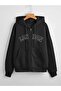 London Cardigan - Black Printed Oversize Hoodie