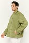 Men Solid Jacket Shirt, Olive - 3