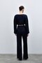 Sequined Double-Breasted Blouse - Navy Blue - 5