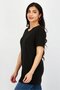Women Round Neck Short Sleeve Knitted Top, Black - 2