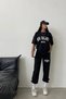 Balance Boston T-Shirt Sweatpants Jogger- Black Print Bottom Top Sweatpants Suit Oversize Cycling Yak