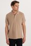 Men's Slim Fit Slim Fit 100% Cotton Beige Polo Neck T-Shirt