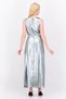 Women Metallic Midi Dress, Silver - 4