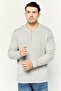 Men Henley Neck Long Sleeve Heather T-Shirts, Light Grey