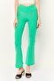 Women Regular Fit Solid Flare Pants, Green
