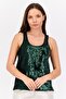 Women Scoop Neck Sleeveless Sequined Tank Top, Green