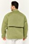 Men Solid Jacket Shirt, Olive - 4