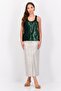 Women Scoop Neck Sleeveless Sequined Tank Top, Green - 2