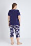 Women's Plus Size Viscose Fabric Short Sleeve Capri Suit 14673 - 6