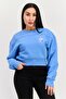 Women Crew Neck Long Sleeves Cropped Sweatshirt, Blue