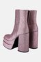 Women Round Toe Block Heel Zip-up Dress Boots, Purple Multi - 3