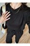 Black Modal Oversize Crew Neck Short Sleeve Tracksuit Set - 7006 - 7