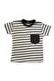 Boys' Cotton Waffle Fabric Gray White Striped Pattern Short Sleeve Shorts Summer Pajamas Set - 5