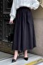 Pocket Detailed Flared Linen Skirt Black