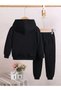 Sweet Cat Printed Cotton Kids Hoodie Set - Black Jogger Printed Girls Boys - 2