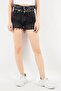 Women Pull On Textured Denim Shorts, Black