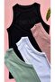 Embossed Printed Modal Camisole Fabric Halter Collar 4-Pack Powder, White, Green, Black Women's T-Shirt