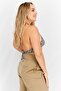 Women Halter Neck Sleeveless Checkered Bralette Tops, Grey - 2