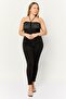 Women Tie Neck Sleeveless Textured Top, Black - 2