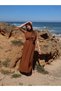 Azi̇ze Bohemian Style Muslin Dress / Brown