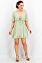 Women Tie Front Sheer Tiered Sleeve Casual Mini Dress, Olive - 4